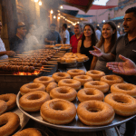 Travelers enjoying rooftop dining with view of Marrakech medina among best things to do in Marrakech, Marrakech street food Tour